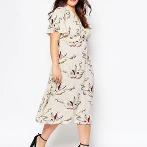 ASOS Curve Midi Dress in Bird Print